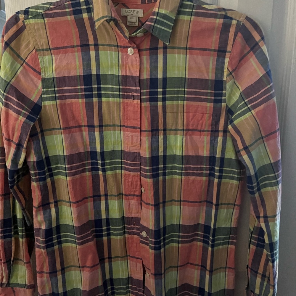 JCrew plaid button down shirt XXS